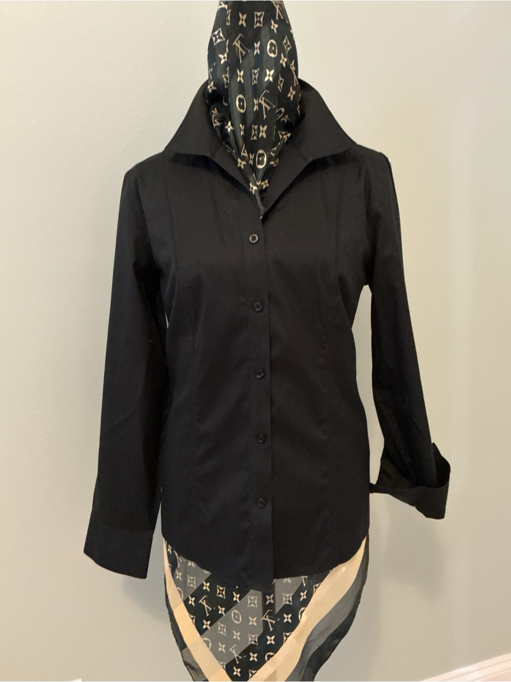 Chico's Woman’s  Black Button-Down Collared Shirt
